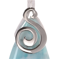 Pendant for cross drilled stones "Spiral", 21 x 14 mm, rhodium plated