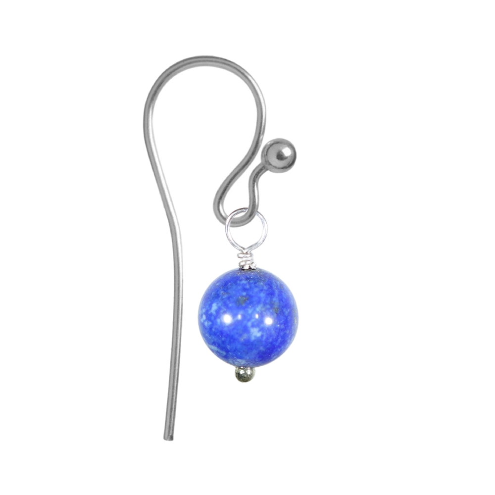 Composant changeant de boucles d'oreilles, Lapis-lazuli, boule (8mm), platiné