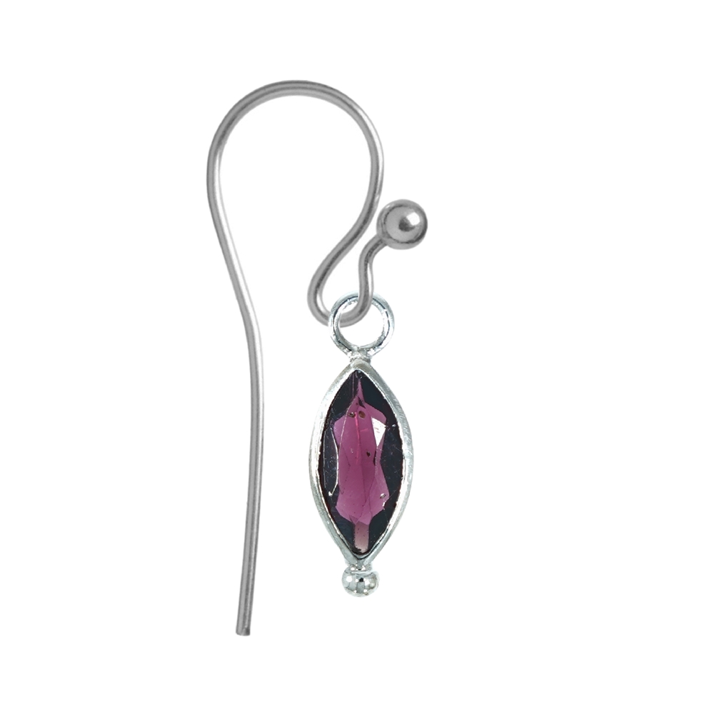 Change component earrings, garnet, marquise (12 x 6mm), faceted, platinum plated