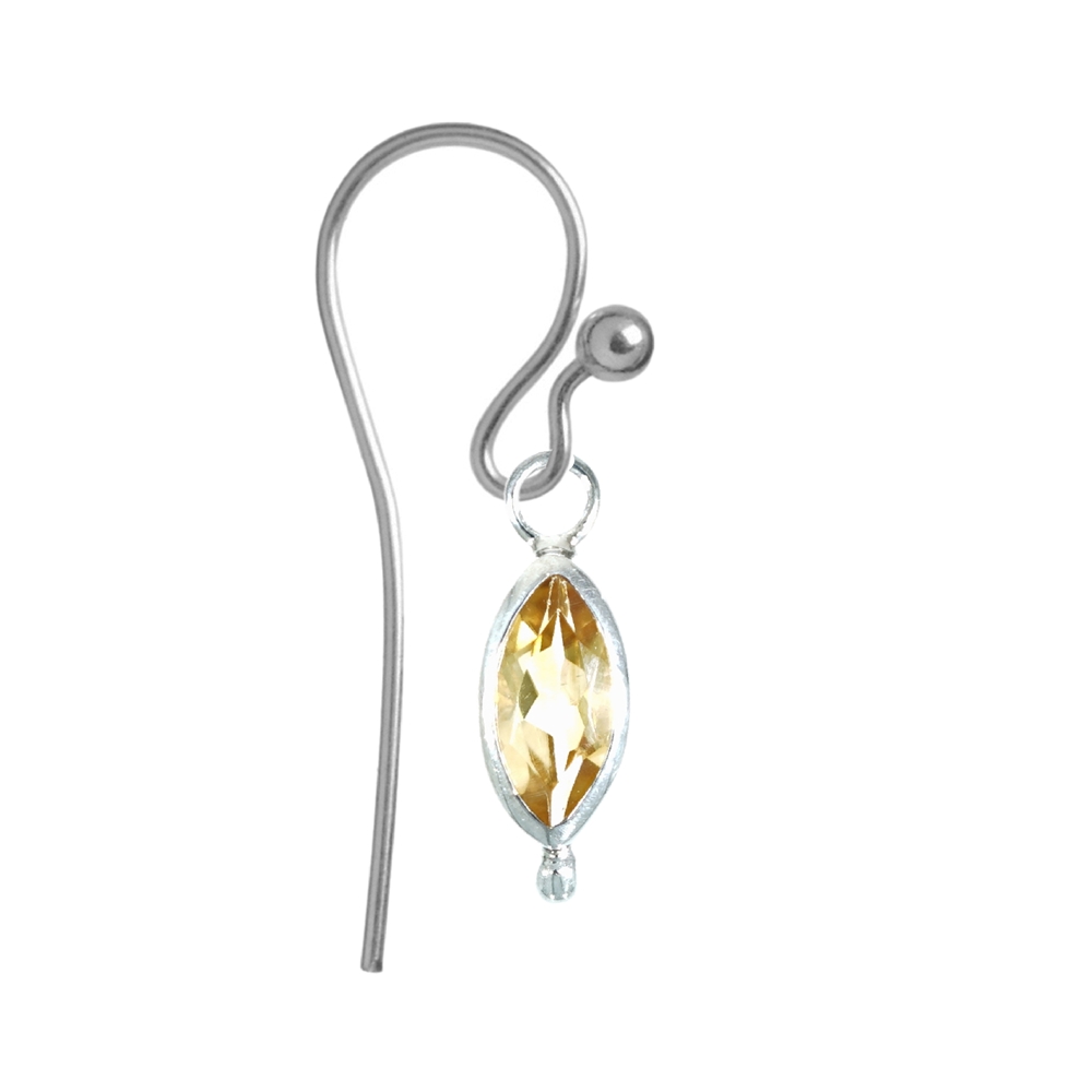 Change component earrings, Citrine, Marquise (18 x 6mm), faceted, platinum plated