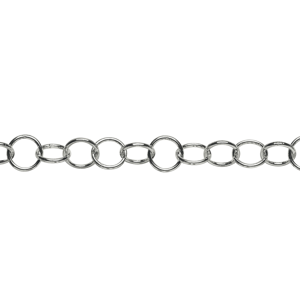 Meterkain, round links strong, silver, 12mm (running from 1m)