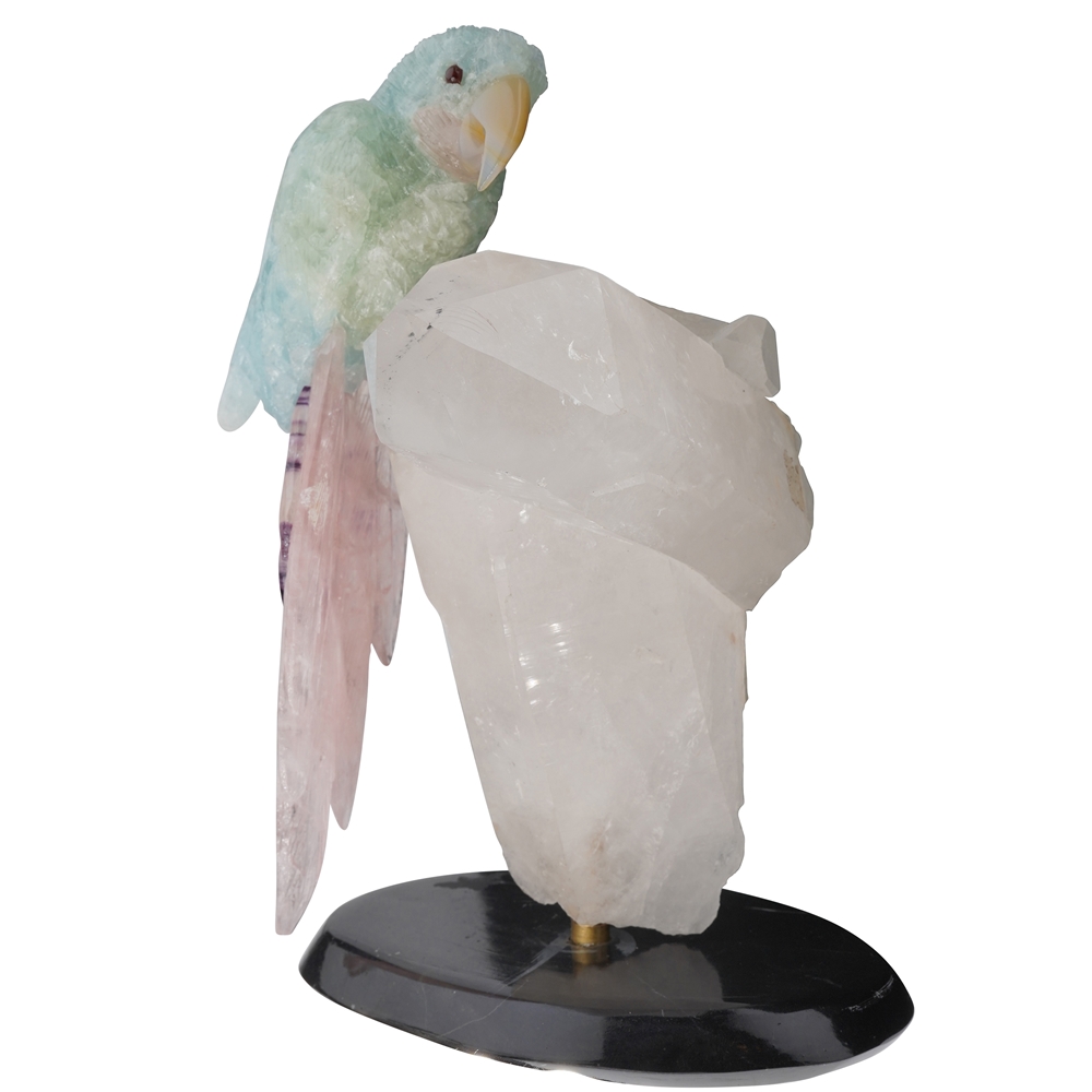 Gravur Papagei Aquamarin Unikat 049, 21cm