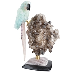 2802000052 Engraving parrot Aquamarine unique 052, 35cm | wholesaler gems & healing stones