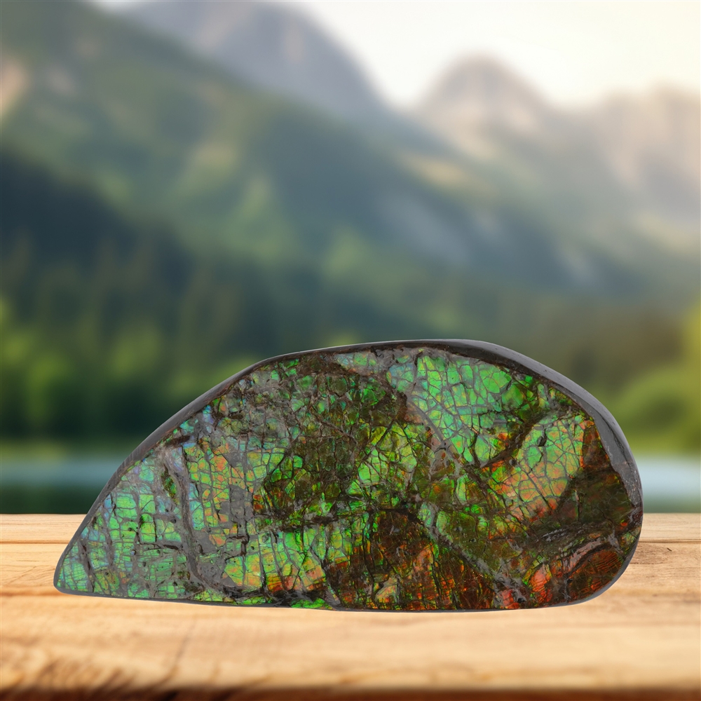 Pièces polies d'un côté en Ammolite 141, 9,0cm