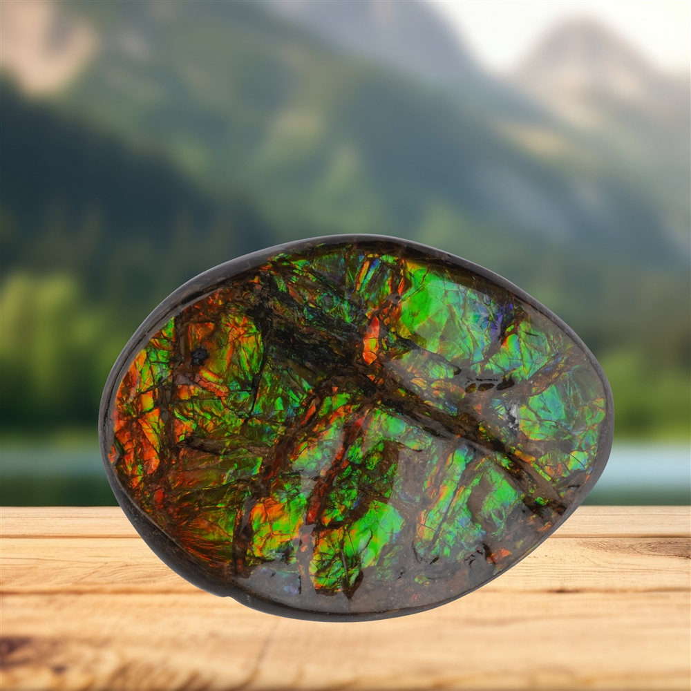 Pièces polies d'un côté en Ammolite 142, 7,0cm