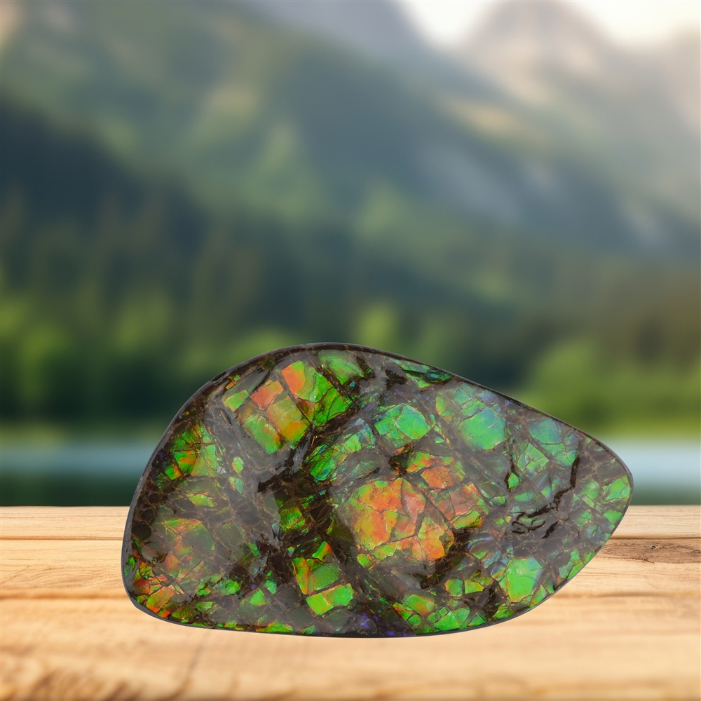 Pièces polies d'un côté en Ammolite 145, 7,0cm