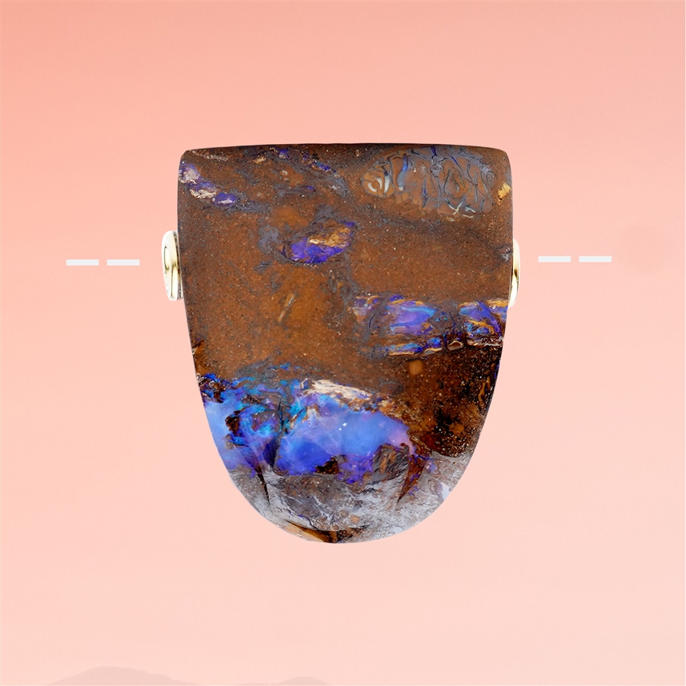 Boulder-Opal Australien gebohrt, vergoldete Kappen, Unikat 291