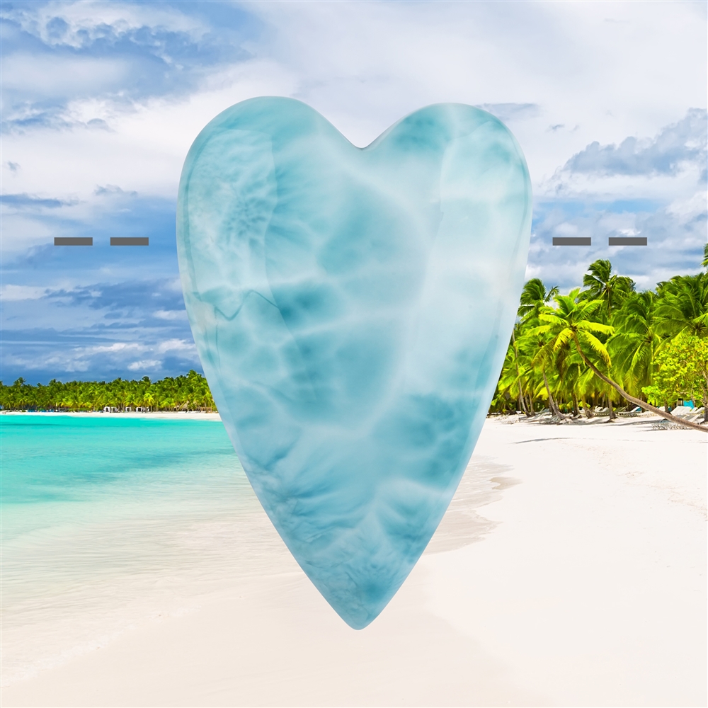 Cuore Larimar forato unico 120, 4,1cm