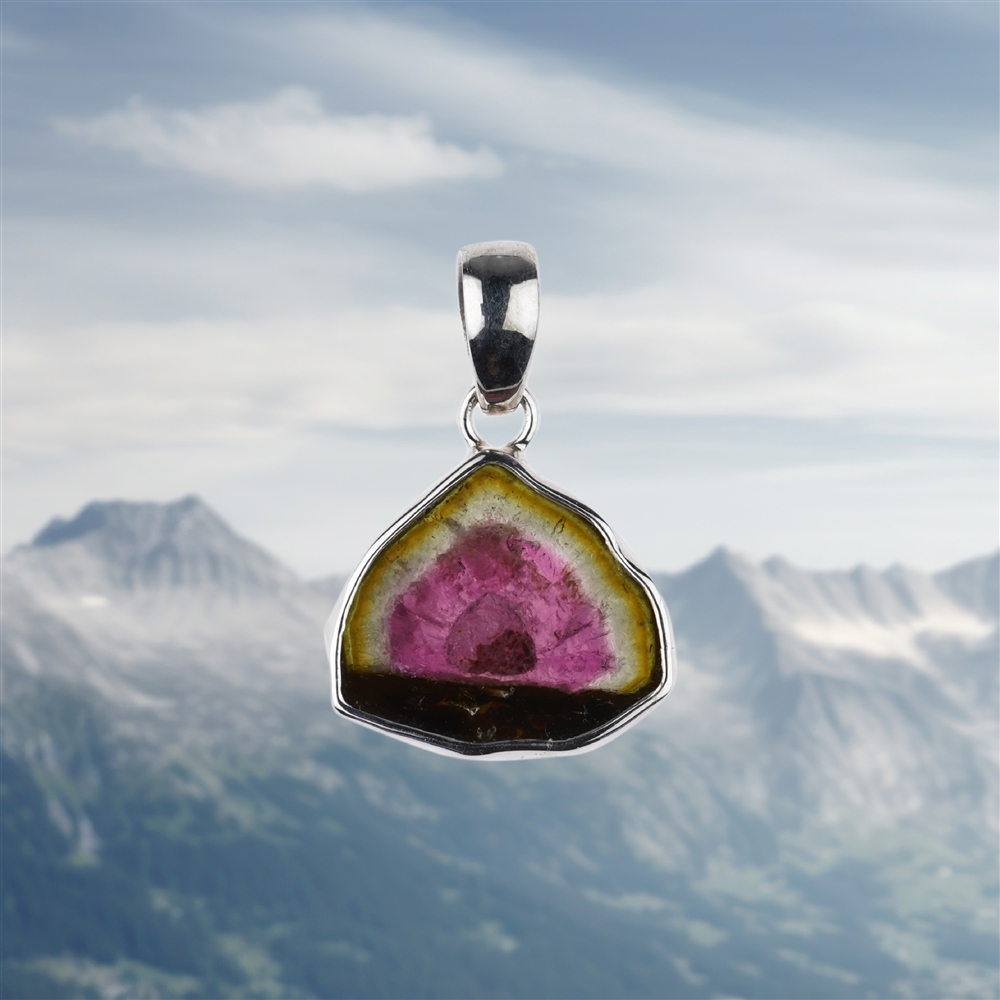 Pendentif disque de tourmaline Pièces uniques 007, 2,7cm