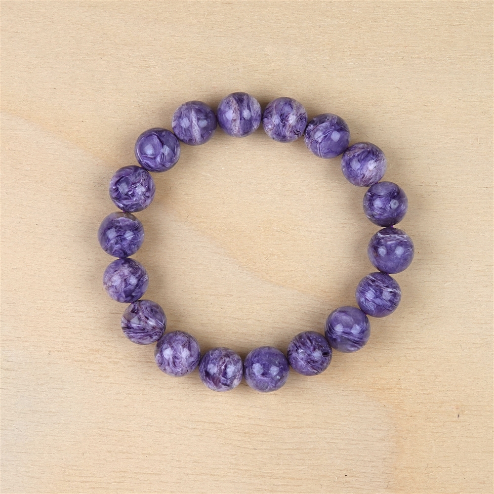 Bracelet, Charoite, 11mm beads unique 002