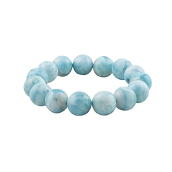 2818196041 Bracelet, Larimar, 14mm spheres, unique 041 | wholesaler gems & healing stones