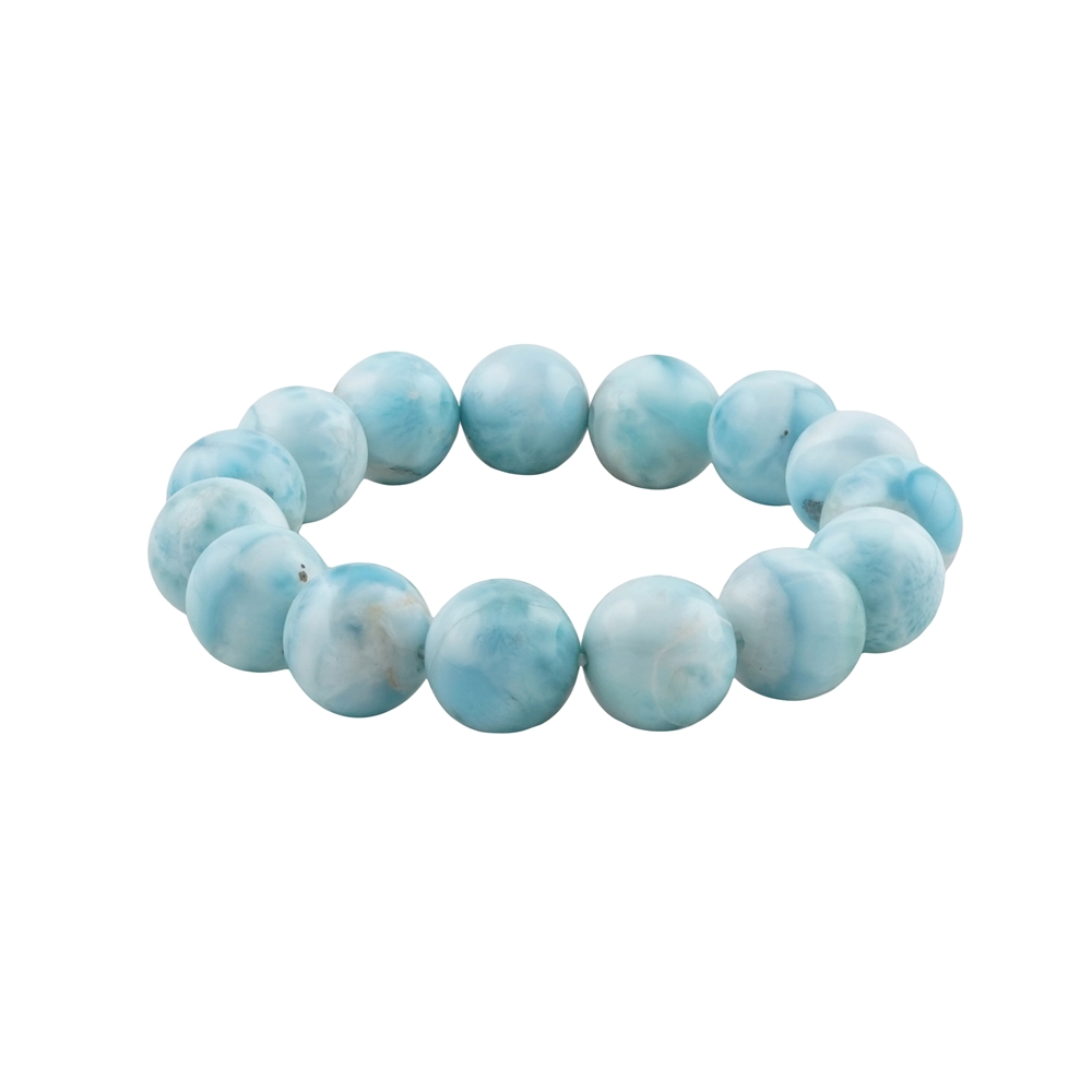 Bracelet, Larimar, 14mm spheres, unique 041 | wholesaler gems & healing stones