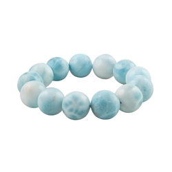 2818196043 Bracelet, Larimar, 16mm spheres, unique 043 | wholesaler gems & healing stones