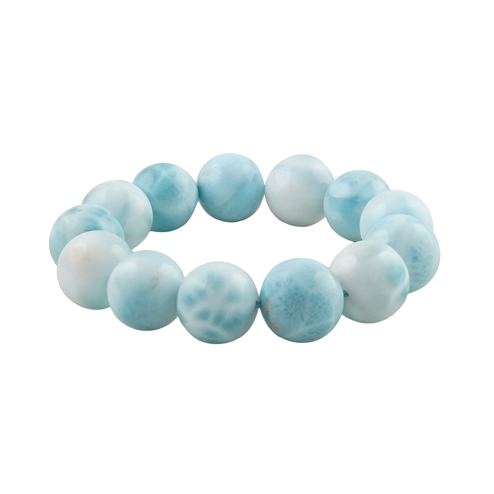 Bracelet, Larimar, 16mm spheres, unique 043 | wholesaler gems & healing stones