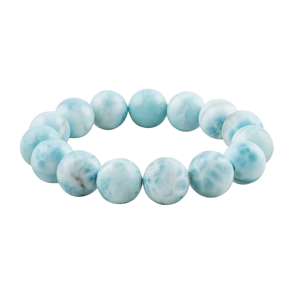 Bracelet, Larimar, 14mm beads, unique 044 | wholesaler gems & healing stones