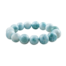 2818196046 Bracelet, Larimar, 14.5mm beads, unique 046 | wholesaler gems & healing stones