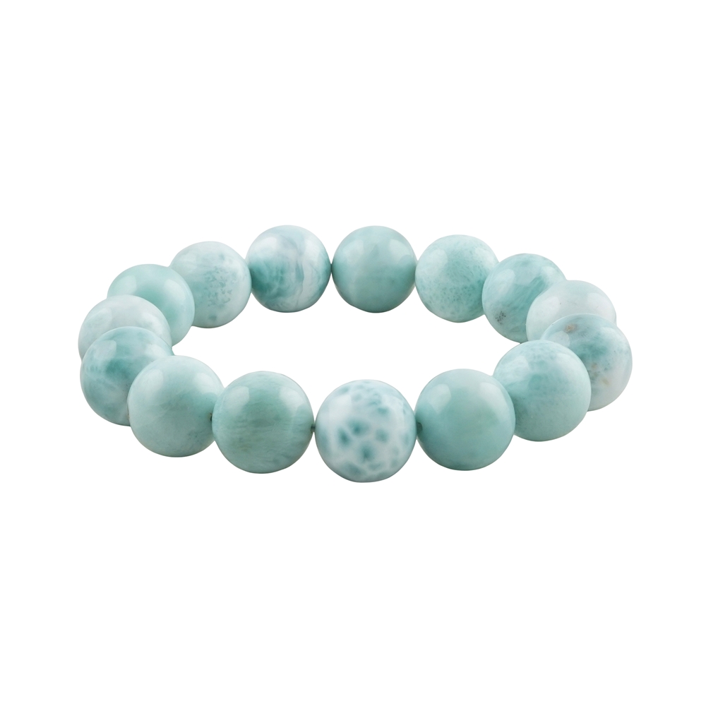 Bracelet, Larimar, 15mm beads, unique 047 | wholesaler gems & healing stones