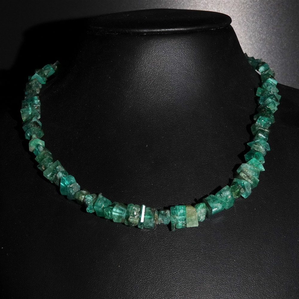 Strand of faceted emerald sliver unique #006