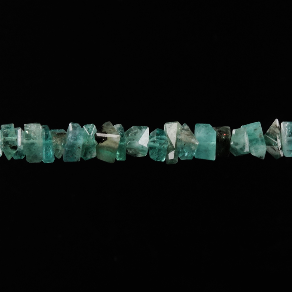 Strand of faceted emerald sliver unique #006