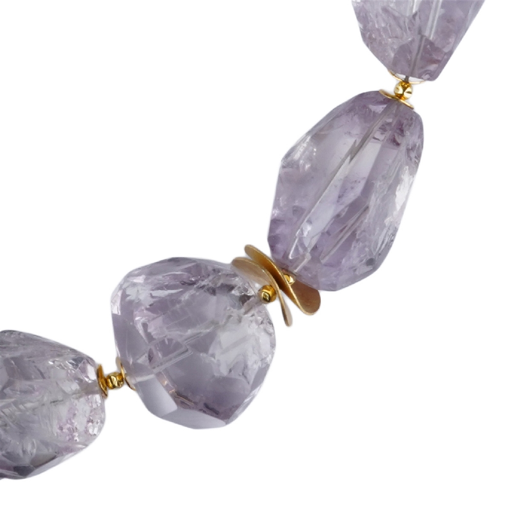 Amethyst necklace, faceted nuggets, gold-plated, unique 001