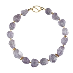 2822012001 Amethyst necklace, faceted nuggets, gold-plated, unique 001 | Marco Schreier