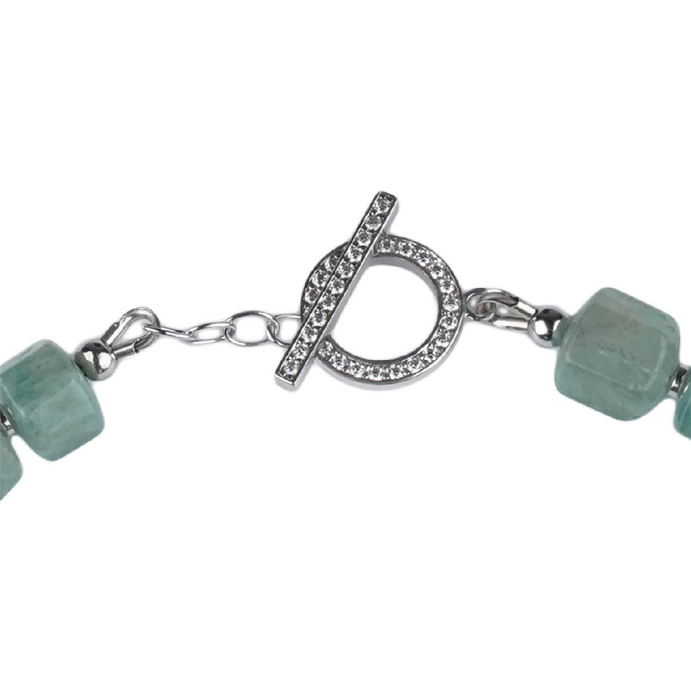 Necklace Aquamarine, hexagonal cylinder, unique 010