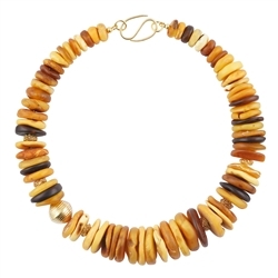 2822036003 Necklace Amber slices 14-31mm, gold-plated, unique 003 | Marco Schreier