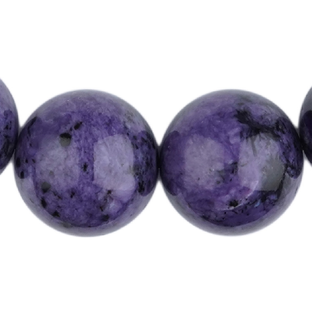 Collana di Charoite, perline (20 mm), placcate oro, unico 001