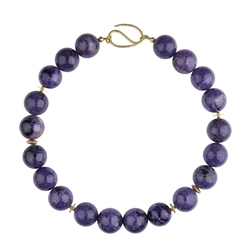 2822048001 Charoite necklace, balls (20mm), gold-plated, unique 001 | Marco Schreier