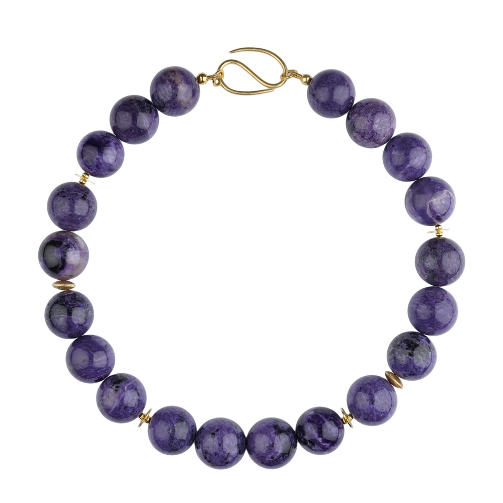 2822048001 Collana di Charoite, perline (20 mm), placcate oro, unico 001 | Marco Schreier