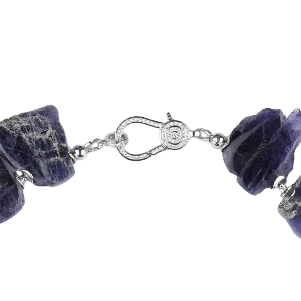 Collana di iolite (cordierite), Piastre grezze/lucide, unico 001