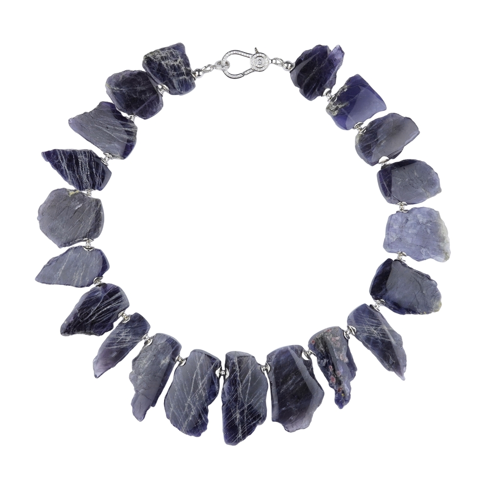 Collana di iolite (cordierite), Piastre grezze/lucide, unico 001