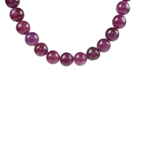 Necklace Ruby, beads (7mm), unique 002