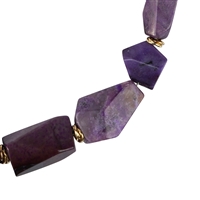 Necklace Sugilite, freeform faceted, gold plated, unique #003