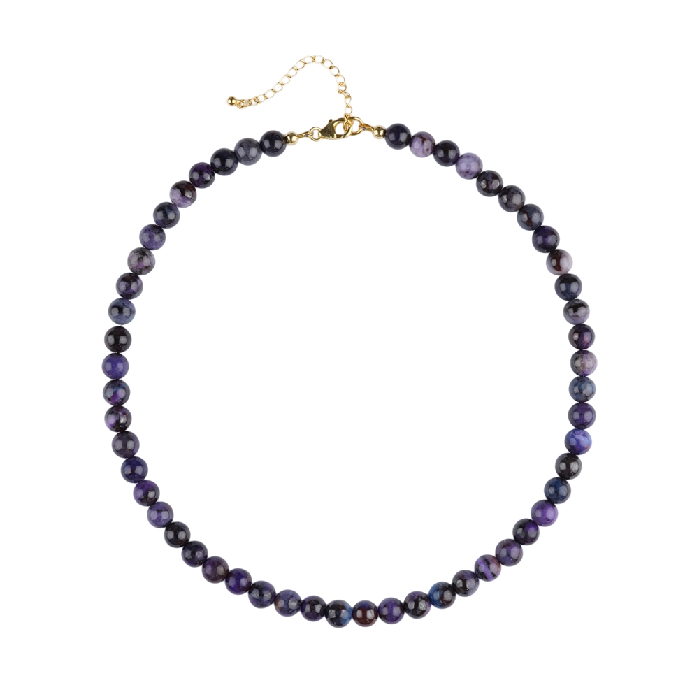 Sugilite necklace, beads (8mm), unique 004