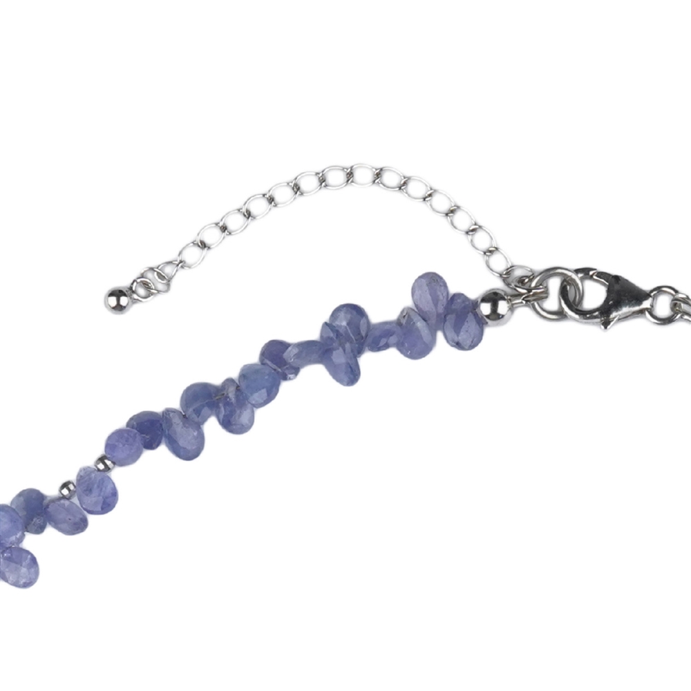 Collana di tanzanite, goccia sfaccettata, unica 006