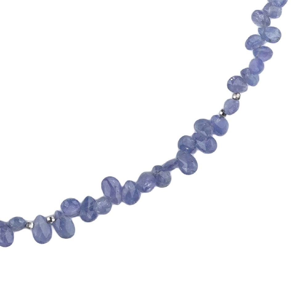 Collana di tanzanite, goccia sfaccettata, unica 006