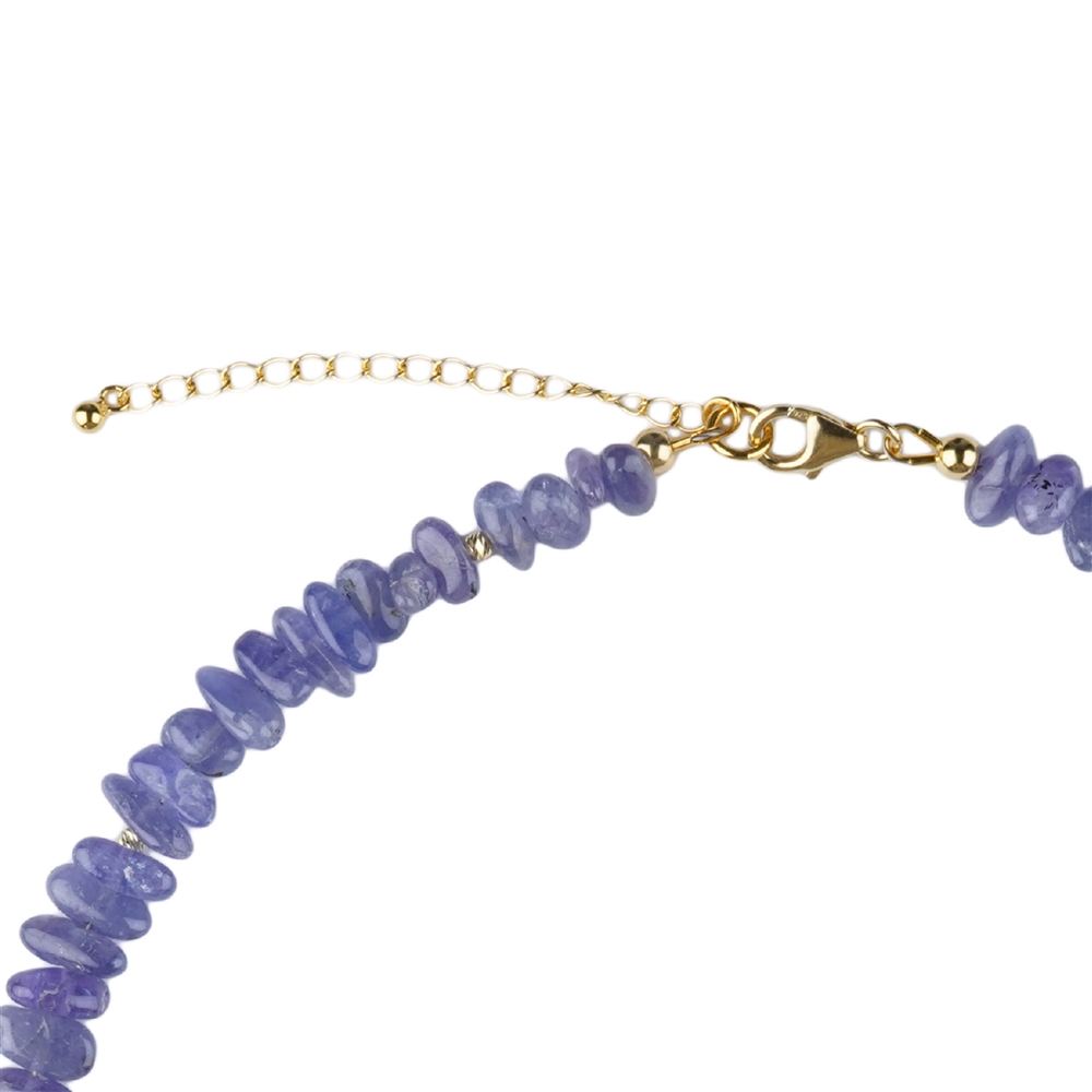 Collana di tanzanite, pietre burattate piatte, unica 008