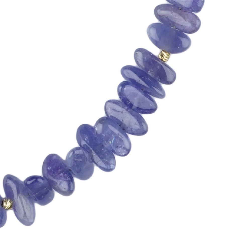 Collana di tanzanite, pietre burattate piatte, unica 008