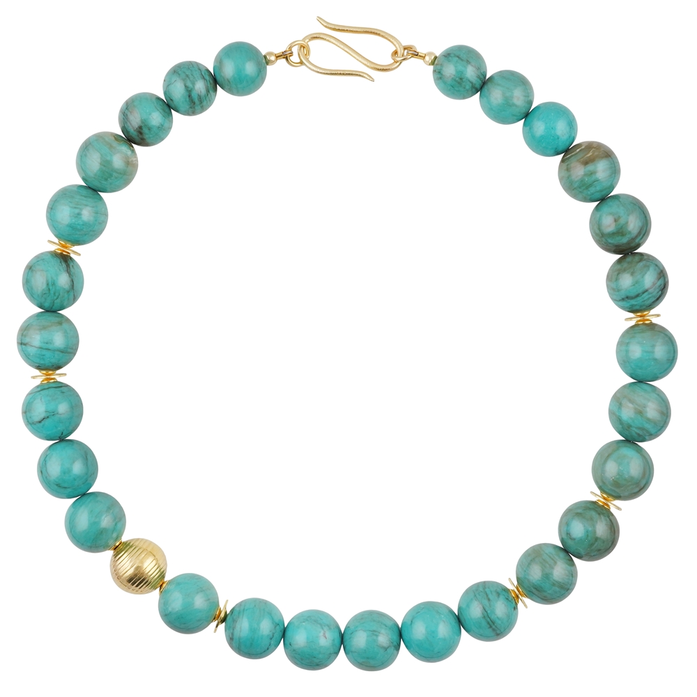 Collana Atelier Turchese, perline, placcato oro, unico 001 | Marco Schreier