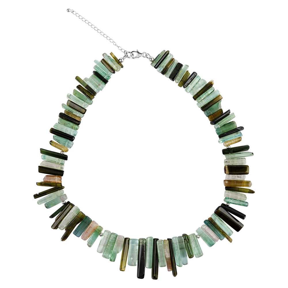 Tourmaline (green) necklace, rods (10 - 20mm), unique 003