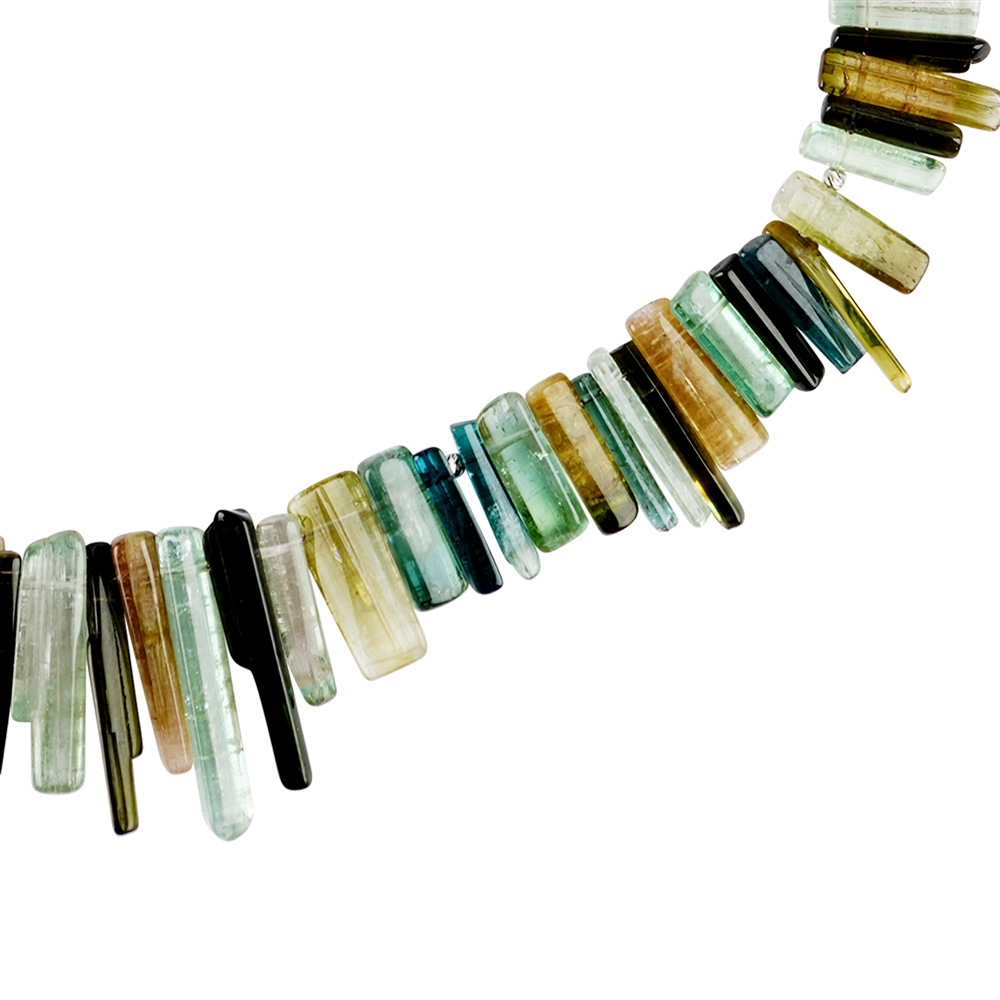 Tourmaline (green) necklace, rods (10 - 20mm), unique 004