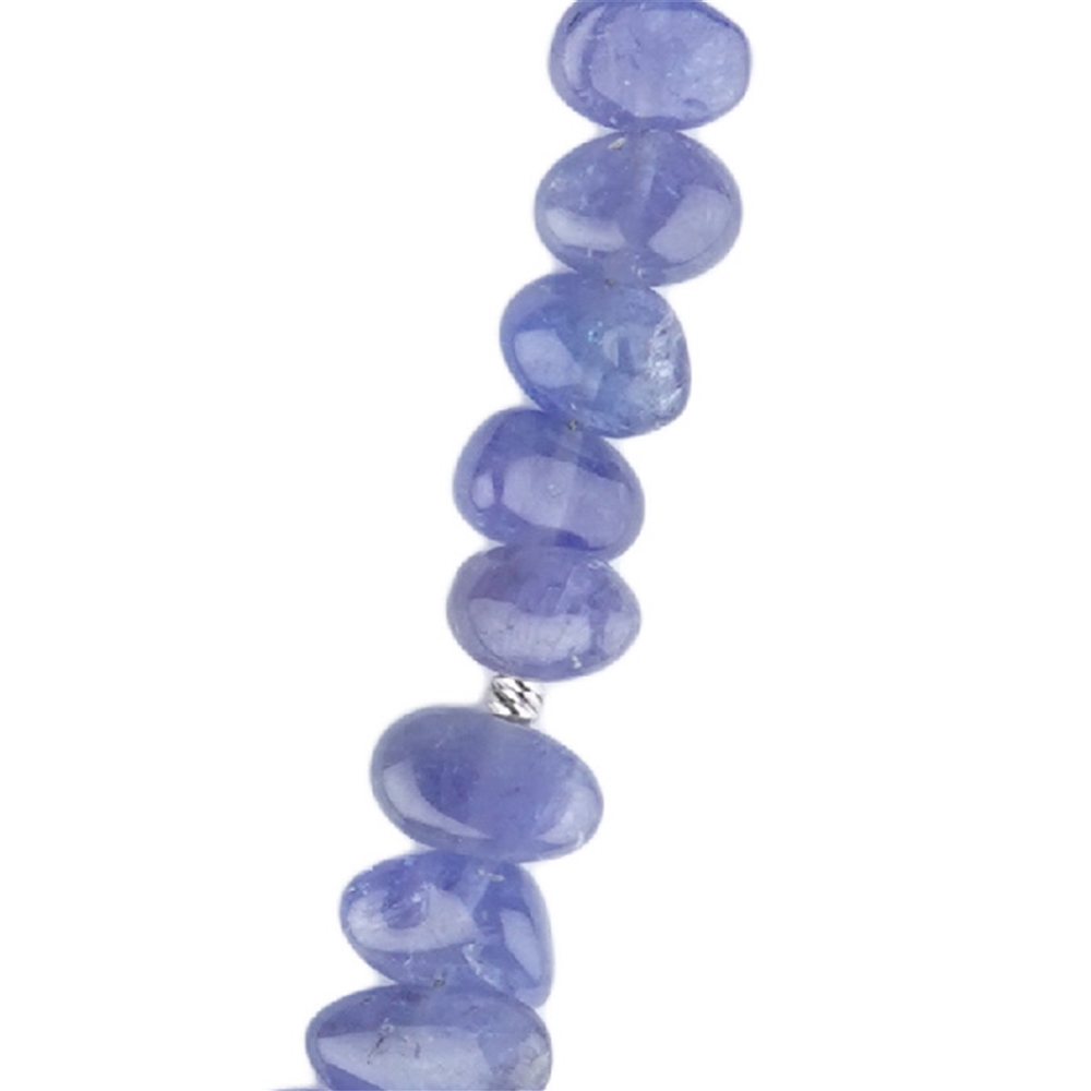 Collana Ammolita, Tanzanite, Pietra burattata piatta, unico 001